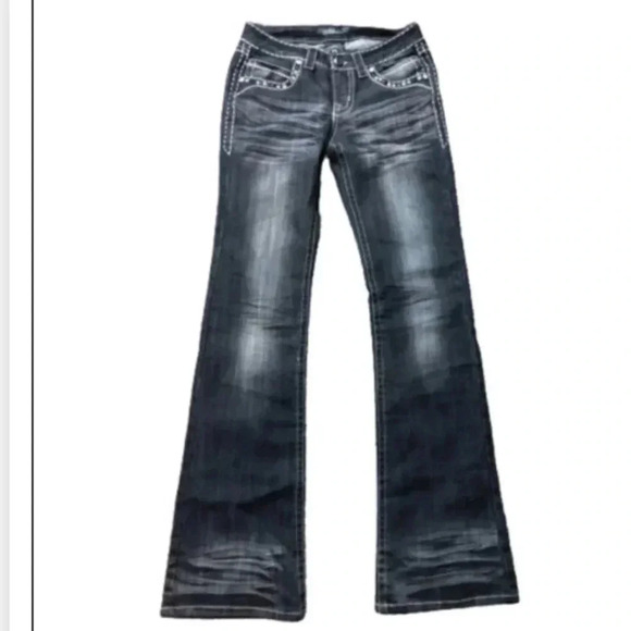 Cello vintage BLACK GRAY STUDDED BOOTCUT JEANS - Picture 2 of 9